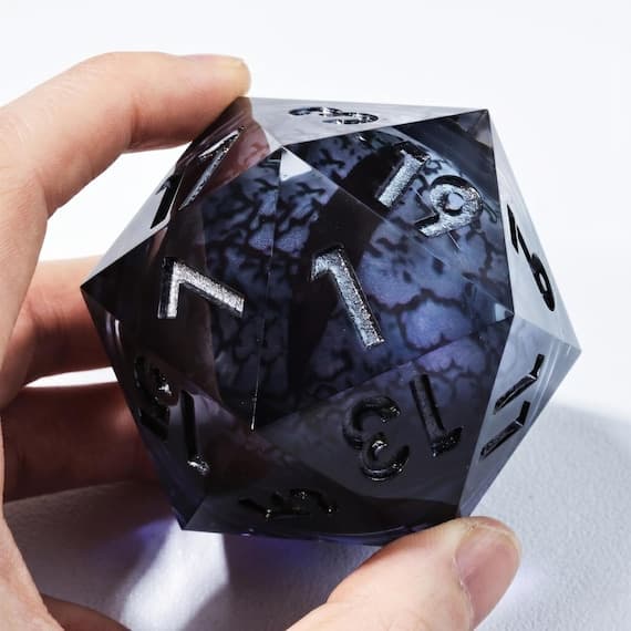 Eldritch Eye Core 50mm chonk die, mystic eye in clear resin